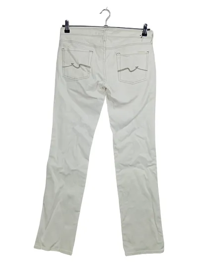7 For All Mankind Damen Jeans Straight Leg Weiß Kontrastnaht Gr. 40 W31 L32