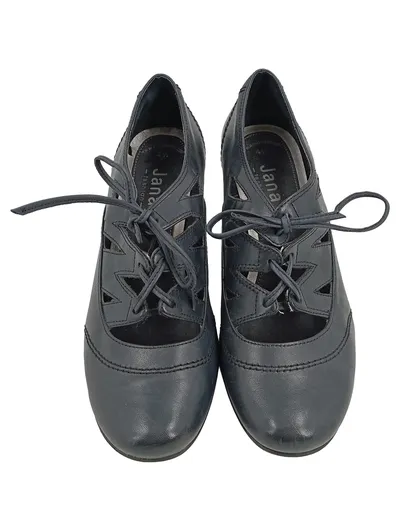 Jana Damen Schnürschuhe Pumps Leder Schwarz Gr. 37.5 Cut-Outs