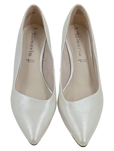 Tamaris Pumps Damen Elegante Schuhe Weiß Gr. 39 Metallic-Look