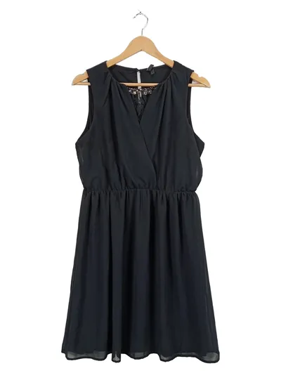 Vero Moda Damen Cocktailkleid Schwarz Gr. 40 L Elegant Strass Perlen