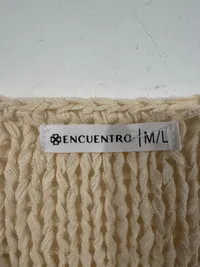 Encuentro Damen Pullover Beige Gestreift Lochmuster Gr. 38, 40 M, L Casual 4