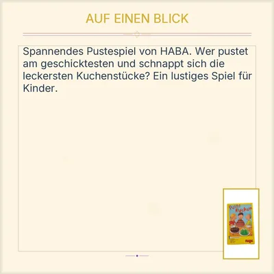 HABA Puste Kuchen Kartenspiel Pustespiel Kinderspiel