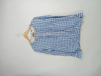 Marc O'Polo Damen Trachtenbluse Blau Kariert Rüschen Gr. 42 Baumwolle
