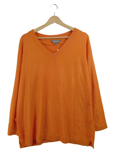 Ulla Popken Damen Pullover V-Ausschnitt Orange Gr. 42, 44 Casual