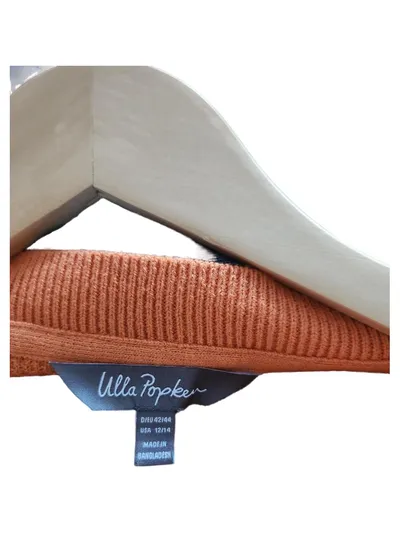 Ulla Popken Damen Pullover V-Ausschnitt Orange Gr. 42, 44 Casual
