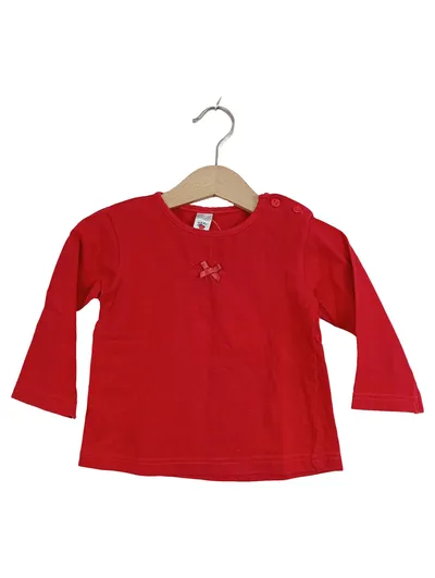 C&A Mädchen Langarmshirt Rot Uni mit Schleife Gr. 176