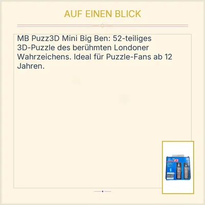 Jänig GmbH Puzz3D Mini Big Ben 3D Puzzle MB 52 Teile London