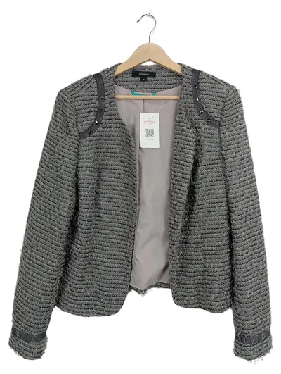 Comma Blazer Damen Grau Gr. 40 Elegant Strukturmuster Nieten