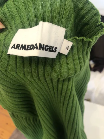 ARMEDANGELS Pullover Damen Gr. 34 XS Grün Rollkragen Rippstrick Basic