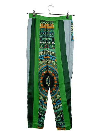 Desigual Stoffhose Damen Grün Gemustert Abstrakt Gr. 38 W29 M