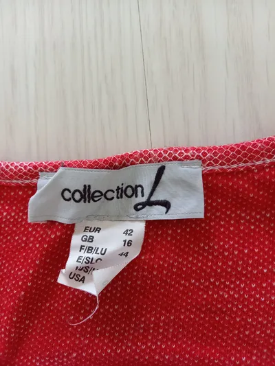 Collection L Damen Pullover Kurzarm Rot Meliert Gr. 42 XL Casual