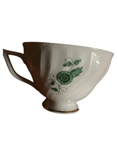 Royal Tettau Porzellan Tasse Weiß Blumenmuster Klassisch 9 cm Vintage