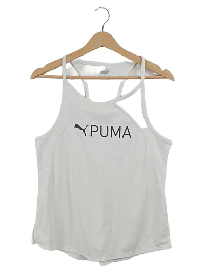 PUMA Damen Tanktop Sportshirt Weiß Gr. 36 S Logo-Print