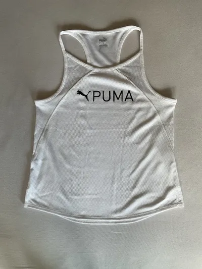 PUMA Damen Tanktop Sportshirt Weiß Gr. 36 S Logo-Print