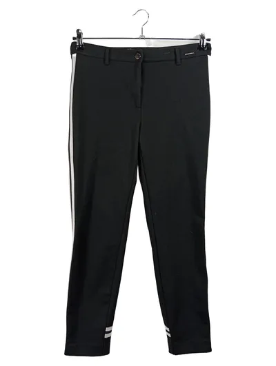 Bruno Banani Damen Stoffhose Schwarz Gr. 38 W29 Sportlich Seitenstreifen