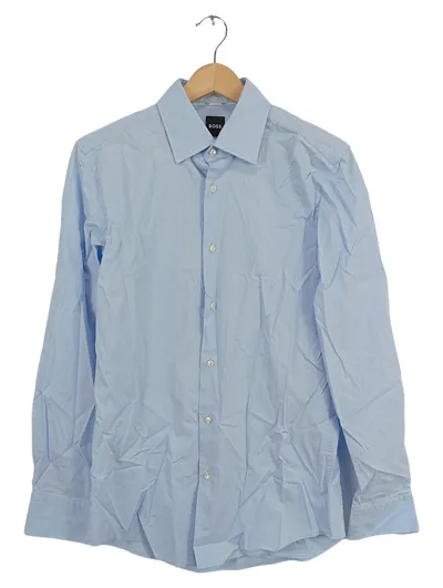 HUGO BOSS Herren Business Hemd Blau Gr. 46 S Slim Fit Easy Iron Langarm