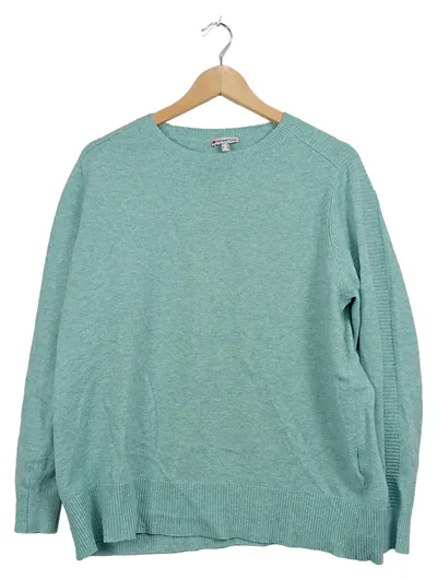 Street One Damen Pullover Gr. 42/XL Türkis Meliert Langarm Rippstrick