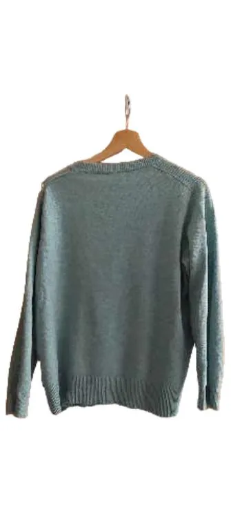 Street One Damen Pullover Gr. 42/XL Türkis Meliert Langarm Rippstrick