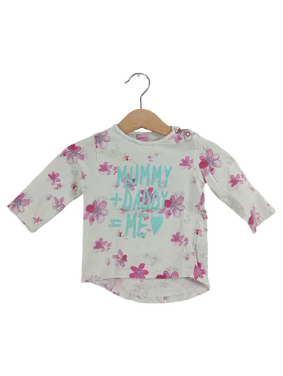 Carter's Langarmshirt Weiß Blumenmuster Schriftzug Gr. 74