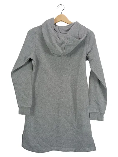 Bench. Damen Hoodie Kleid Sweatkleid Grau Gr. 34 XS Kapuze Logo