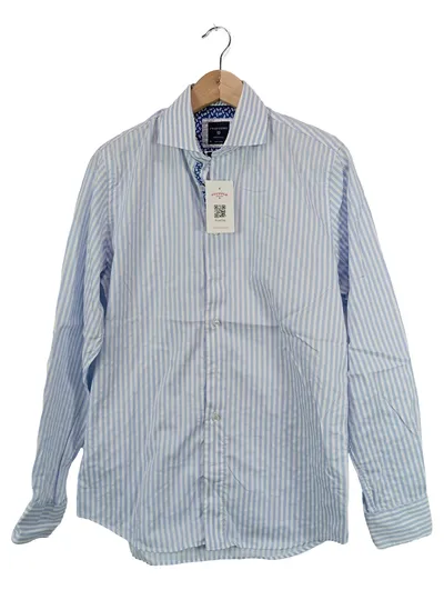 Profuomo Business Hemd Herren Gr. 40/L Blau Weiß Gestreift Slim Fit