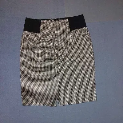 Sinéquanone Bleistiftrock Damen Gr. 40 L Schwarz Kariert Business