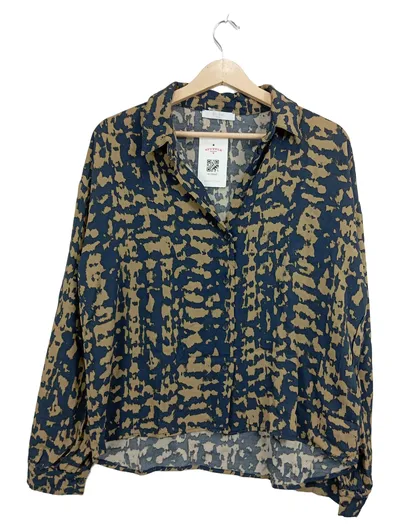 by-bar Damen Bluse Blau Abstrakt Gr. 38 Viskose Langarm
