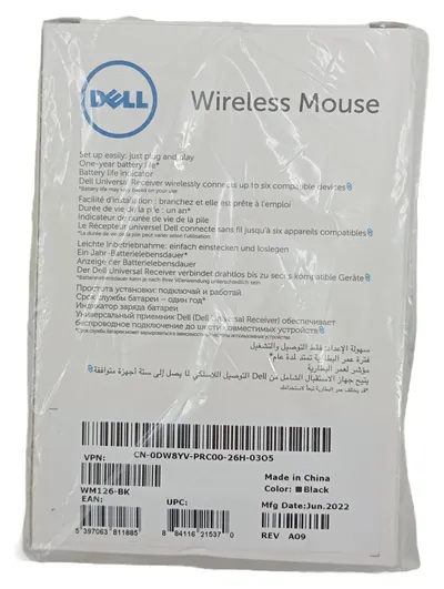 Dell WM126 Wireless Computer Maus Kabellos Schwarz CN-0DW8YV