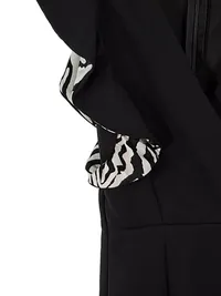 AX Paris Damen Cocktailkleid Wickelkleid Schwarz Rüschen Gr. 34 XS 4