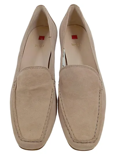 Högl Damen Slipper Mokassin Leder Beige Gr. 39.5 Blockabsatz