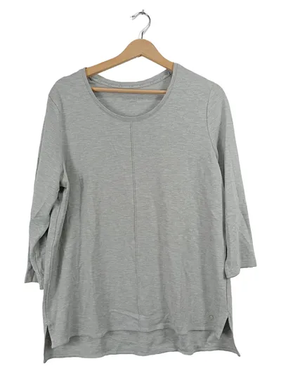 Gerry Weber Damen Shirt Langarm Gr. 44 Grau Meliert Basic Casual