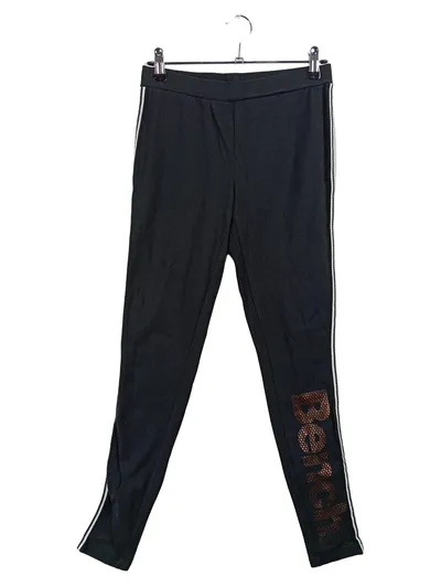 Bench. Damen Leggings Schwarz Gr. 36 S Sportlich Logo-Print Baumwolle