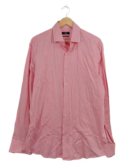 HUGO BOSS Herren Business Hemd Regular Fit Pink Kariert Gr. 54 XXL
