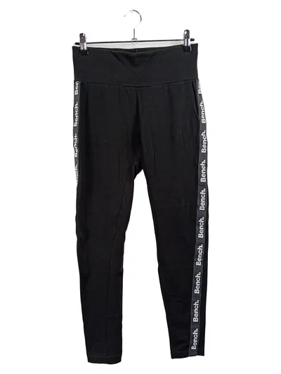 Bench. Damen Leggings Schwarz Gr. 36 S Sportlich Logo-Seitenstreifen