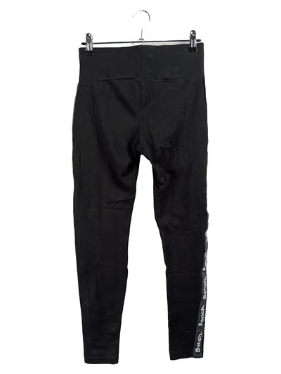 Bench. Damen Leggings Schwarz Gr. 36 S Sportlich Logo-Seitenstreifen
