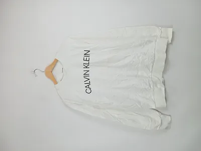 Calvin Klein Herren Sweatshirt Weiß Logo-Print Gr. 50 L Casual Baumwolle