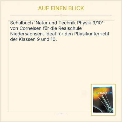 Natur und Technik Physik 9, 10 Cornelsen Realschule Niedersachsen Schulbuch