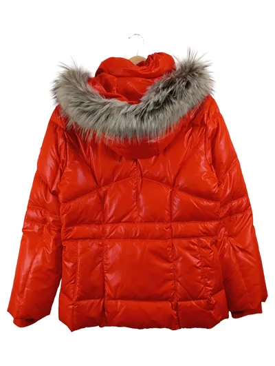 Sportalm Kitzbühel Steppjacke Damen Rot Gr. 42 XL Kapuze Fellbesatz