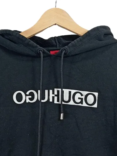 HUGO Damen Kapuzenpullover Hoodie Schwarz Gr. 38 M Logo-Print Casual