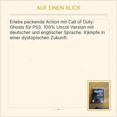 Call of Duty: Ghosts 100% Uncut Actionspiel PlayStation 3 PS3 Activision