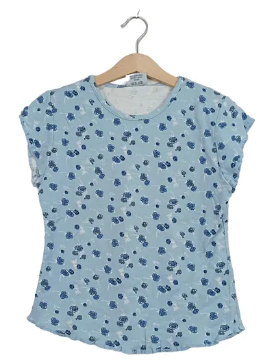 Crash One Mädchen T-Shirt Blumenmuster Blau Gr. 176 Baumwolle