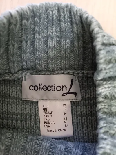 Collection L Damen Pullover Grau Gr. 42 XL Strukturmuster Langarm