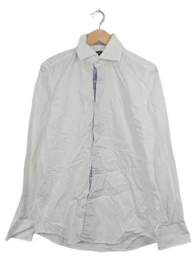 HUGO BOSS Herren Business Hemd Weiß Regular Fit Langarm Gr. 46 S