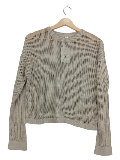 UNIQLO Damen Pullover Strickpullover Beige Lochmuster Gr. 36 S Viskose Casual