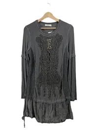 Elisa Cavaletti Freizeitkleid Grau Gr. 40 L Spitze Applikation Tunika 1