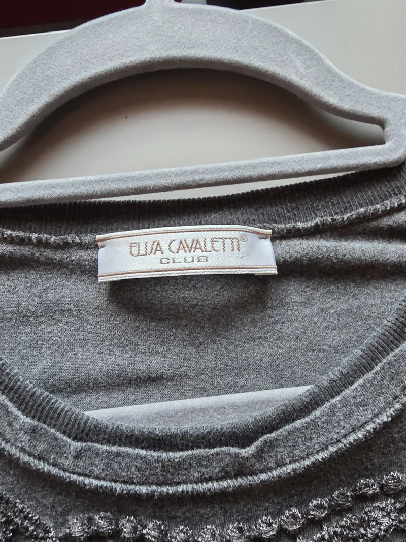 Elisa Cavaletti Freizeitkleid Grau Gr. 40 L Spitze Applikation Tunika 3