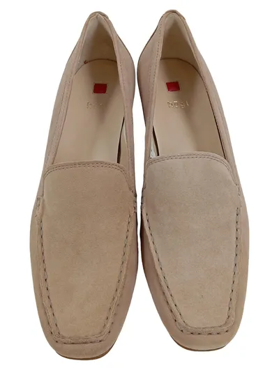 Högl Damen Slipper Loafer Blockabsatz Wildleder Beige Gr. 38