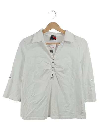 Betty Barclay Damen Poloshirt Weiß Gr. 40 L Casual 3, 4-Arm Baumwolle