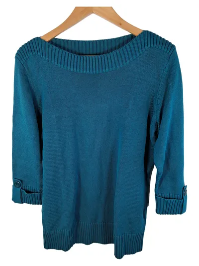 Collection L Pullover Damen Gr. 40 L Petrol 3, 4-Arm Rippstrick