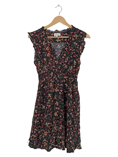 Apricot Sommerkleid Damen Gr. 40 L Schwarz Blumenmuster Freizeitkleid Viskose